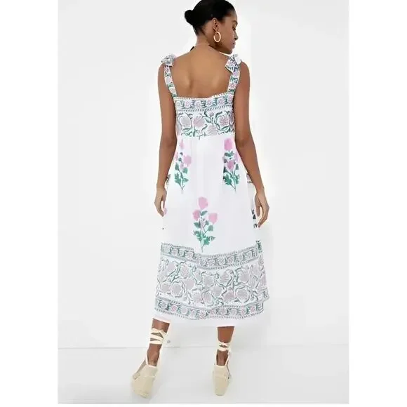 JULIET DUNN White Orchid Poppy Tie Shoulder Dress Size 2 NWT - Picture 2 of 5